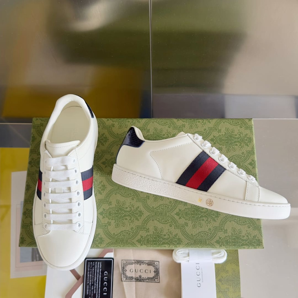 Gucci Ace Sneaker With Web White Blue Red