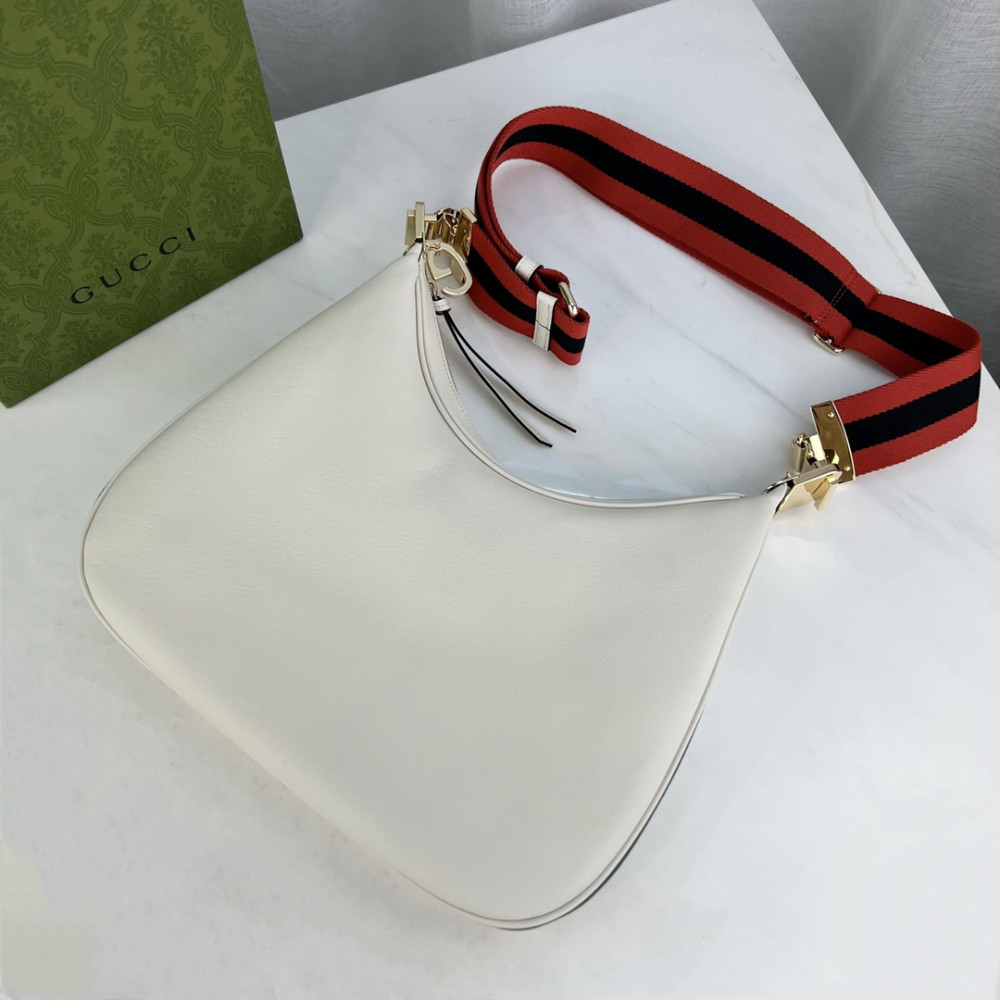 Gucci White Leather Attache Medium Shoulder Bag 702823