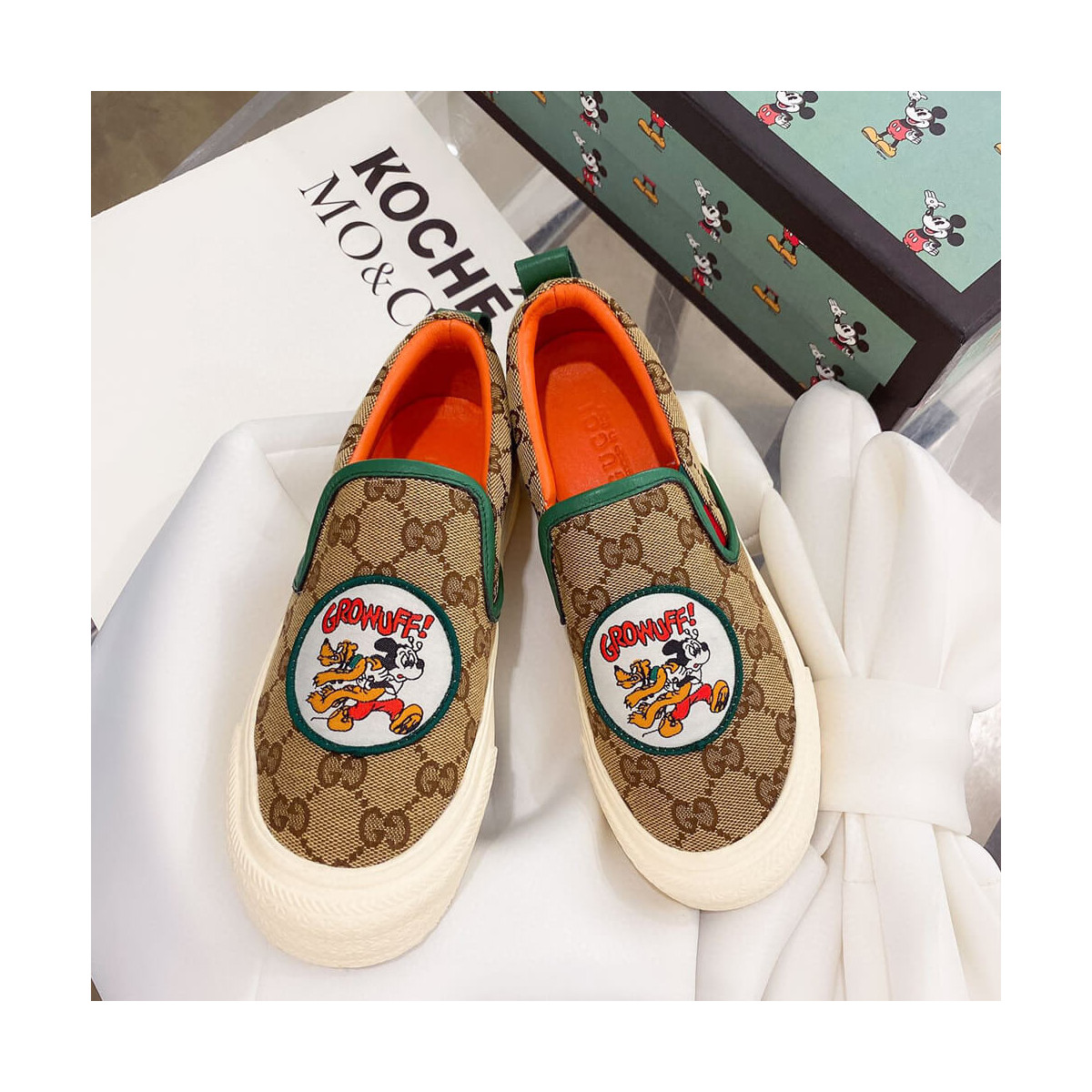 Gucci GG Disney x Gucci Loafer 875605 Green / Orange