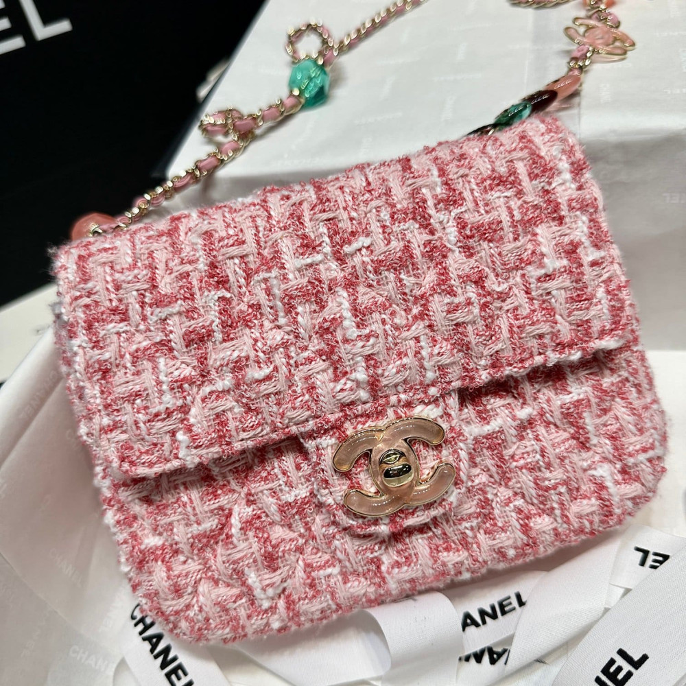 Chanel Mini Flap Bag in Pink Tweed AS3782