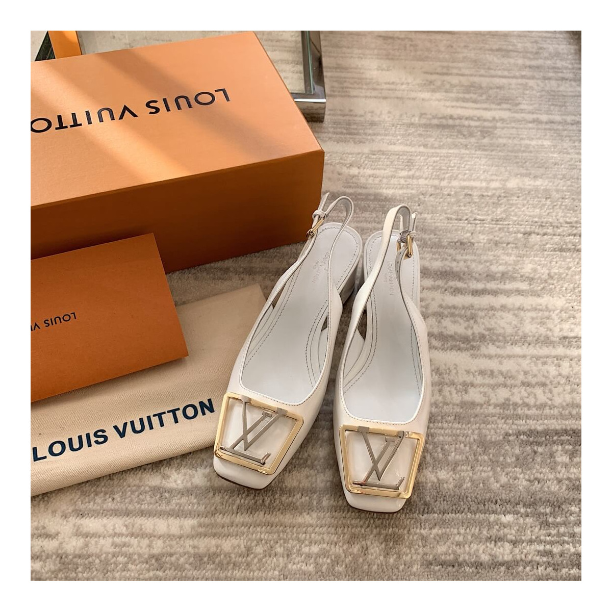 Louis Vuitton 5.5cm Madeleine Slingback Pump 1A646Z White