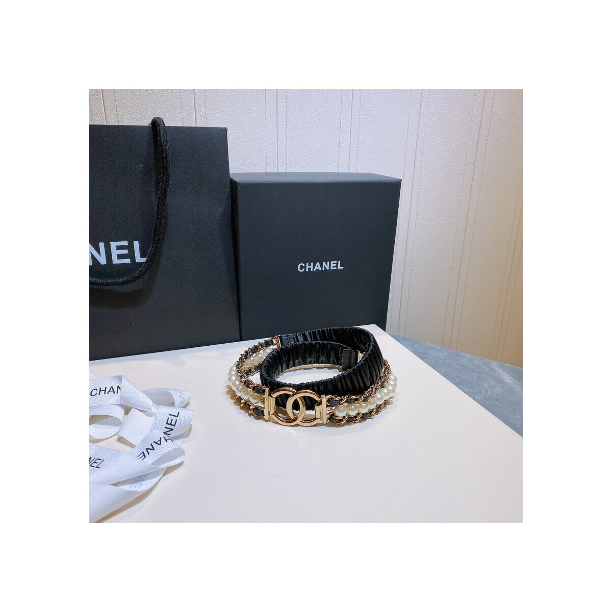 Chanel Lambskin &amp; Pearls Belt 34169