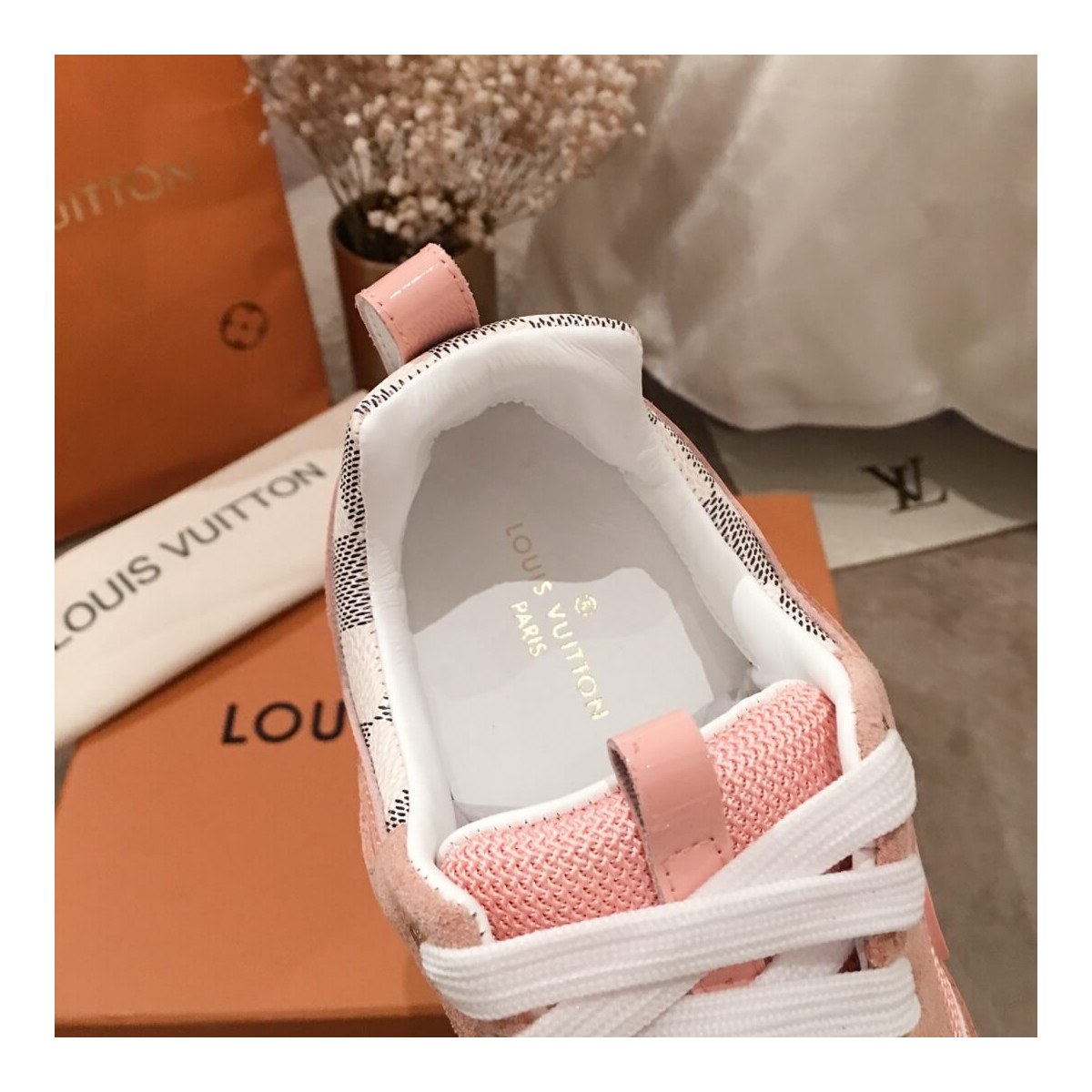 Louis Vuitton Damier Azur Run Away Sneaker 1A4WP7 Pink