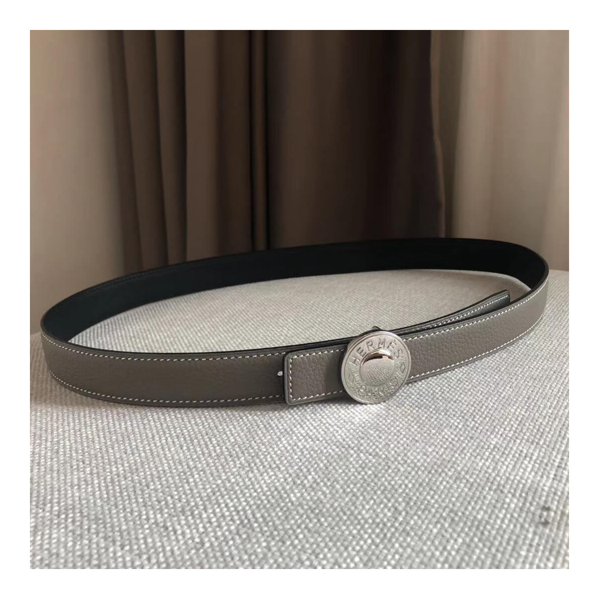 Hermes Bouton Bombe Belt Buckle &amp; Reversible Leather Strap 24mm H0800