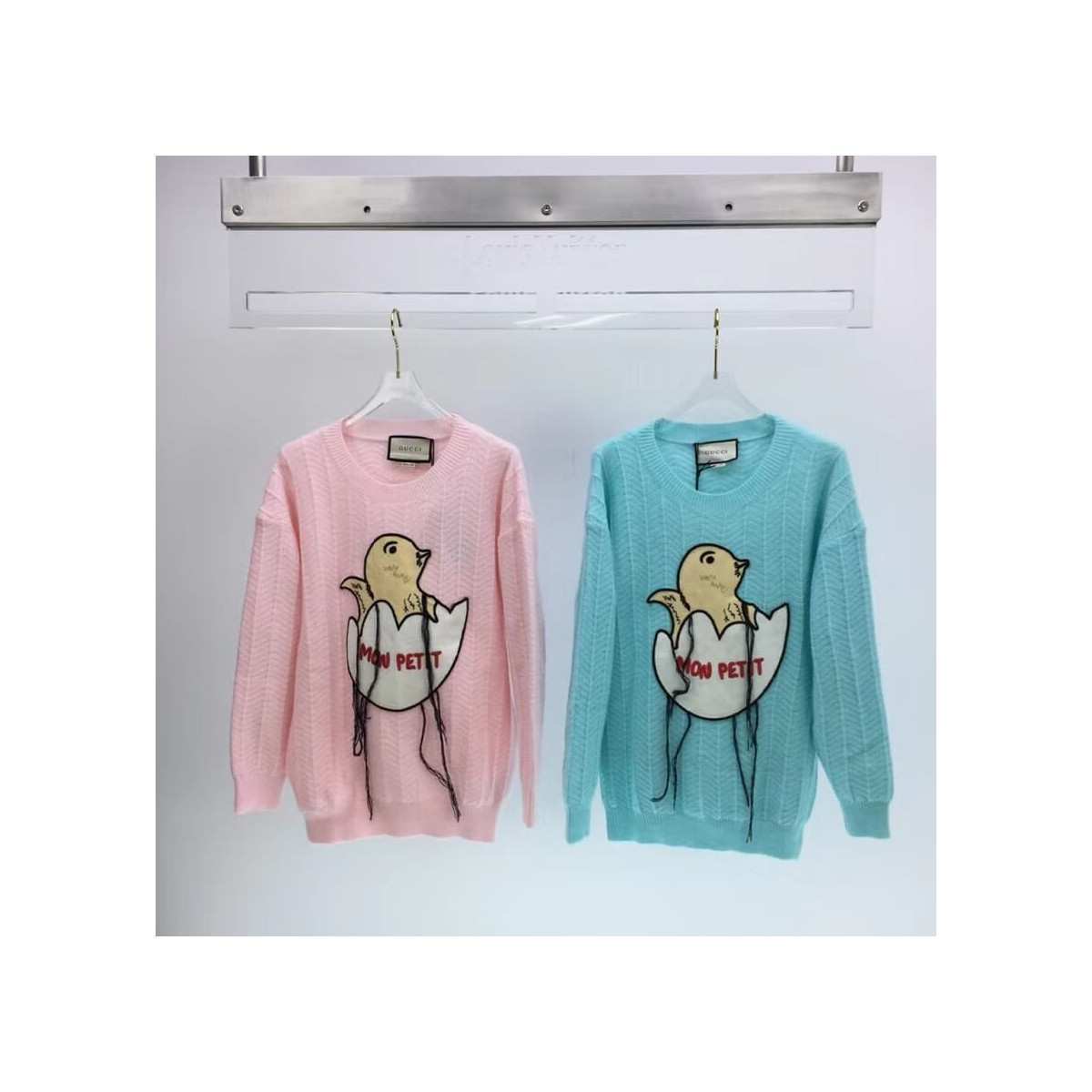 Gucci Mohair Crop Sweater With Chick Egg 636009