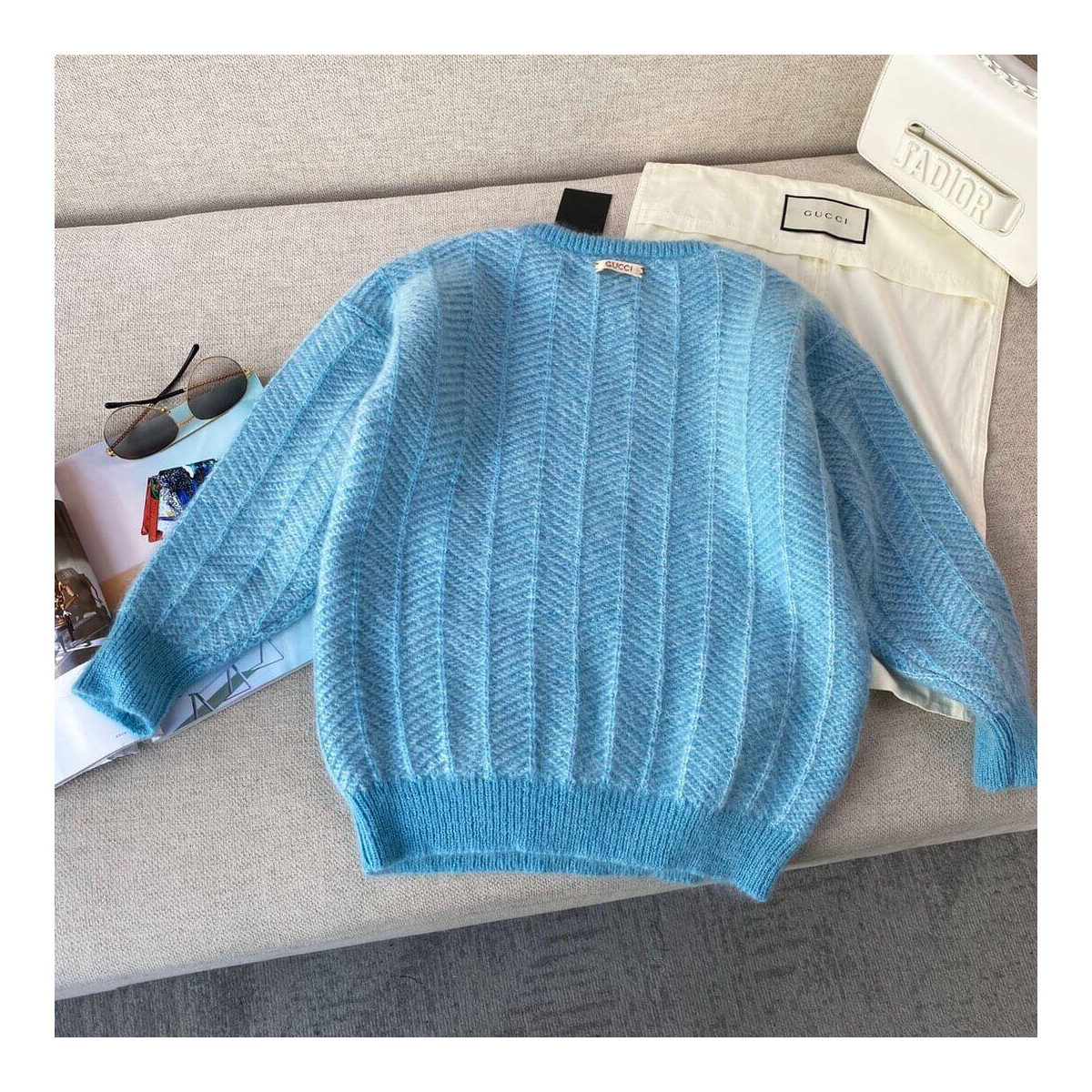 Gucci Mohair Sweater With Cat Intarsia 636104