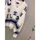 Chanel Varsity Logo iconic Oversized Wool Cashmere V Neck Sweater C1402