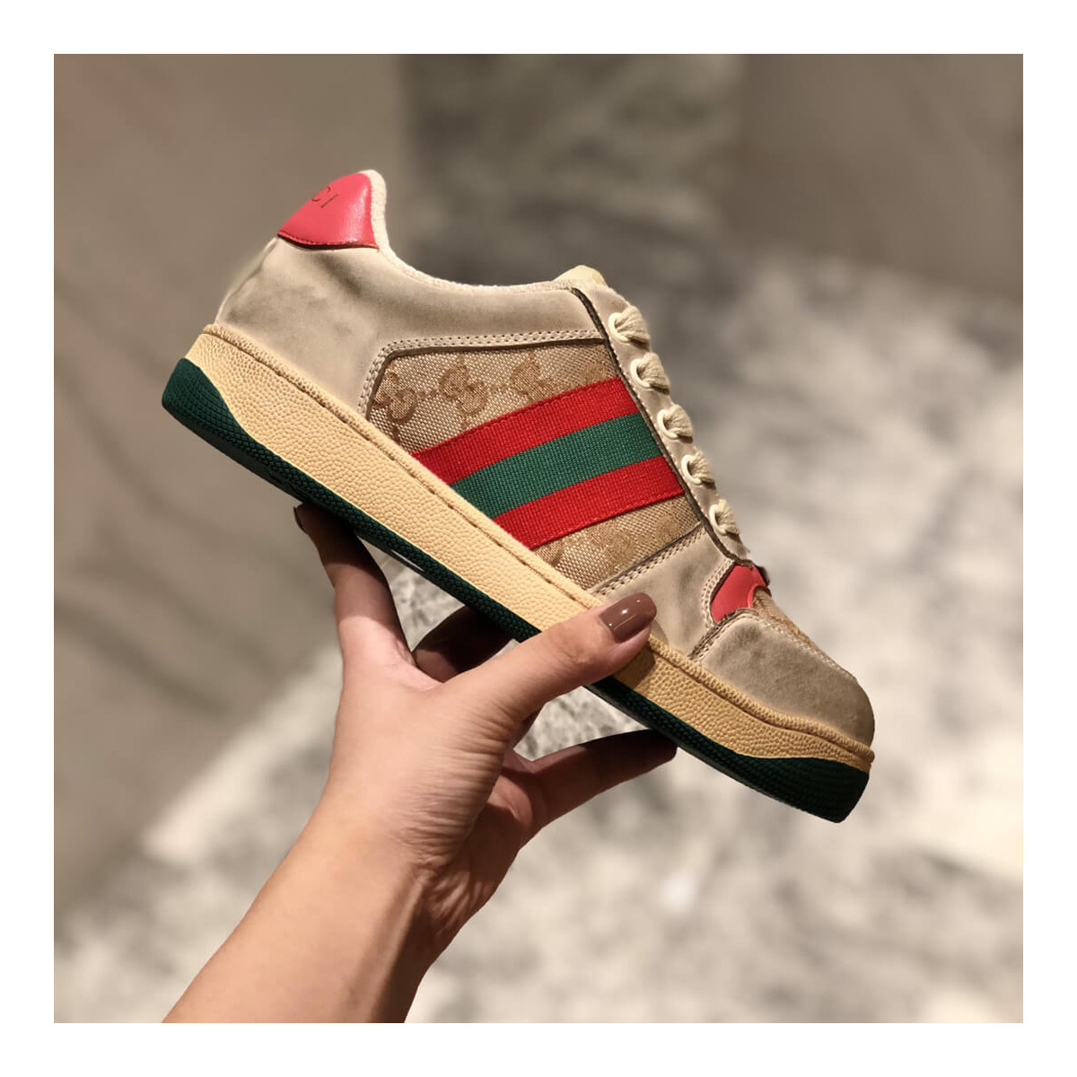 Gucci Screener Leather Sneaker 570443 Red