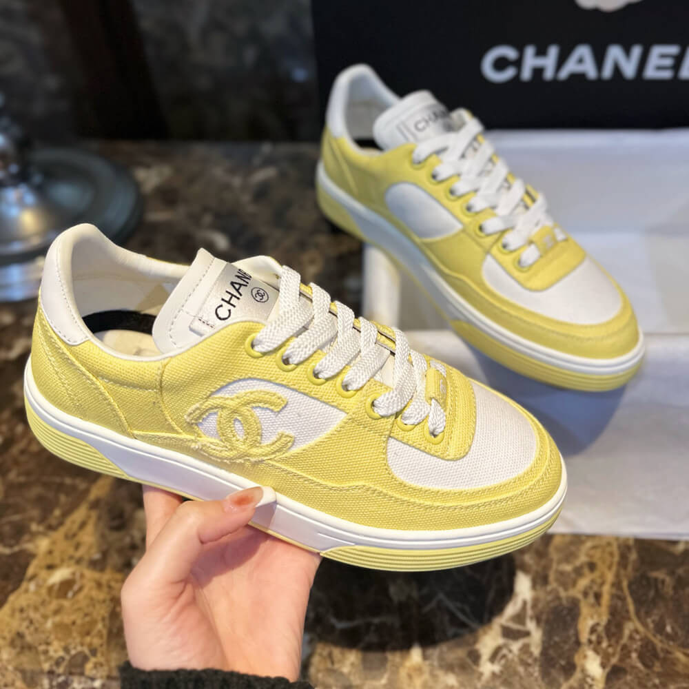 Chanel Fabric Runners Trainers Sneakers G37488 Yellow White