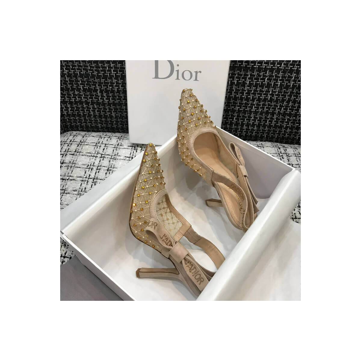 Dior J&#039;adior Slingback Pump with Thread and Bead Embroidery P768