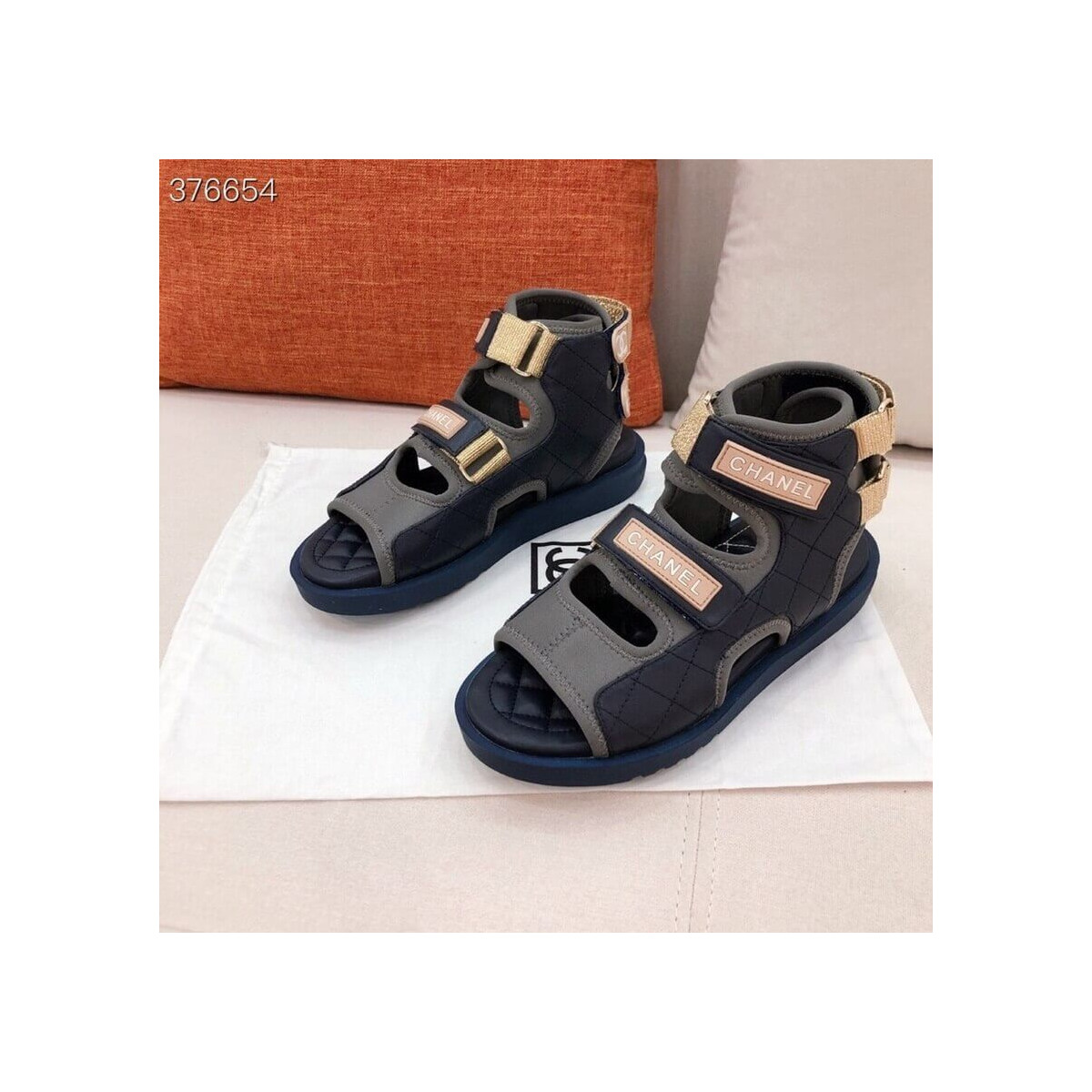 Chanel Goatskin with Fabric Sandals G37231