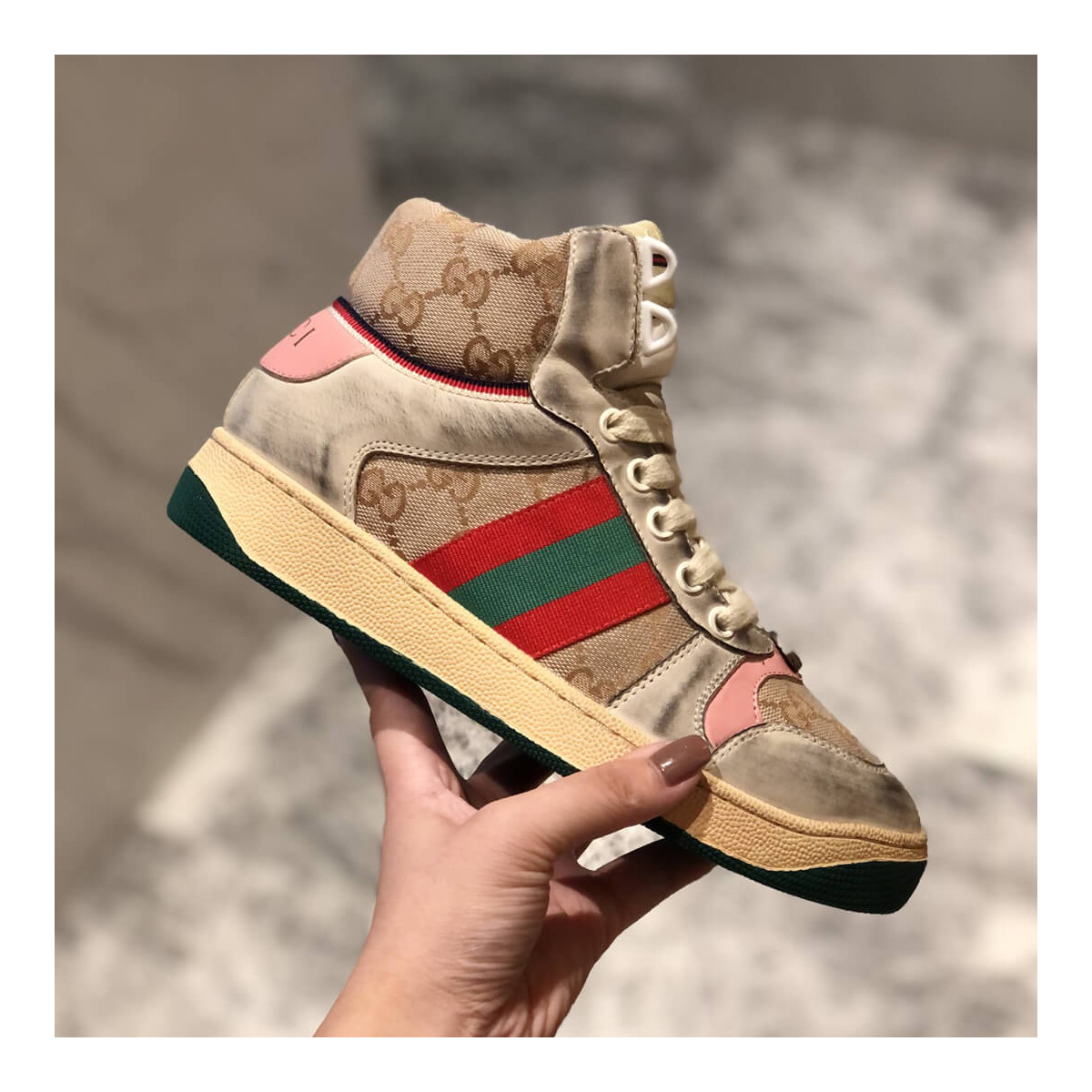 Gucci Screener GG High-Top Sneaker 563730 Light Pink