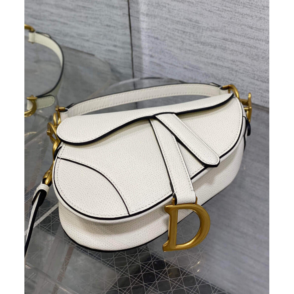 Dior Mini Saddle Bag with Strap Grained Calfskin M0456