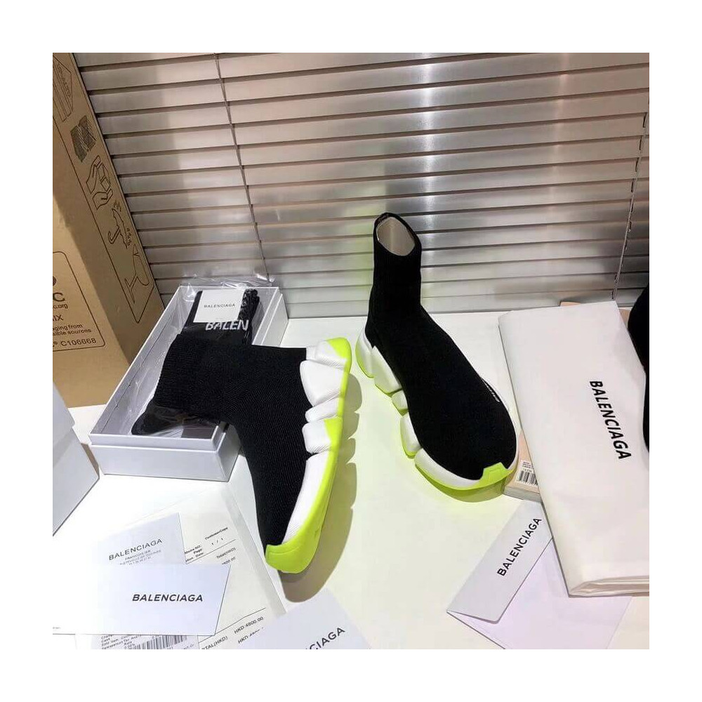 Balenciaga Speed 2.0 Knit Sock Sneakers 617239 Fluorescent Green