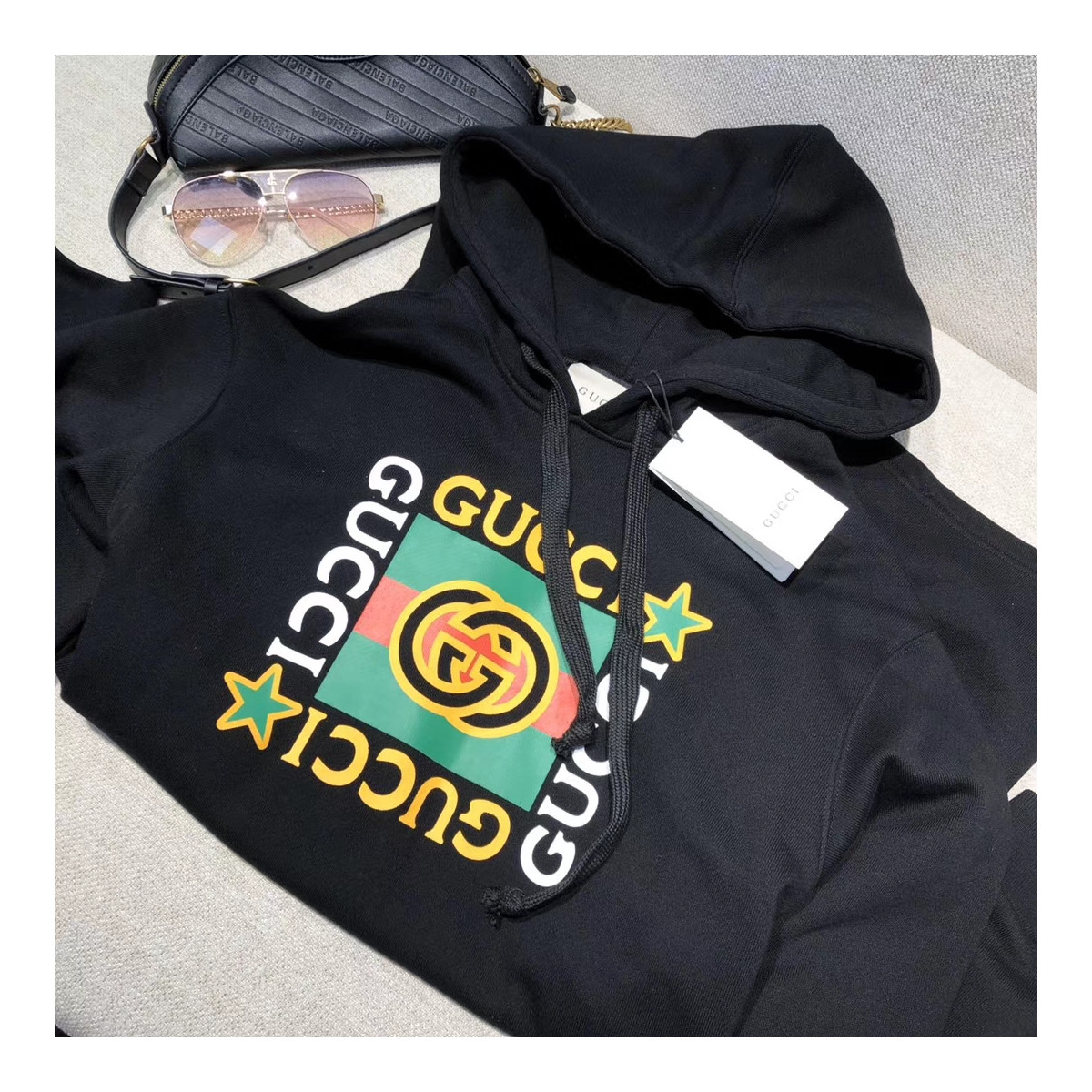 Gucci Hooded Dress With Gucci Logo Star Print 610144