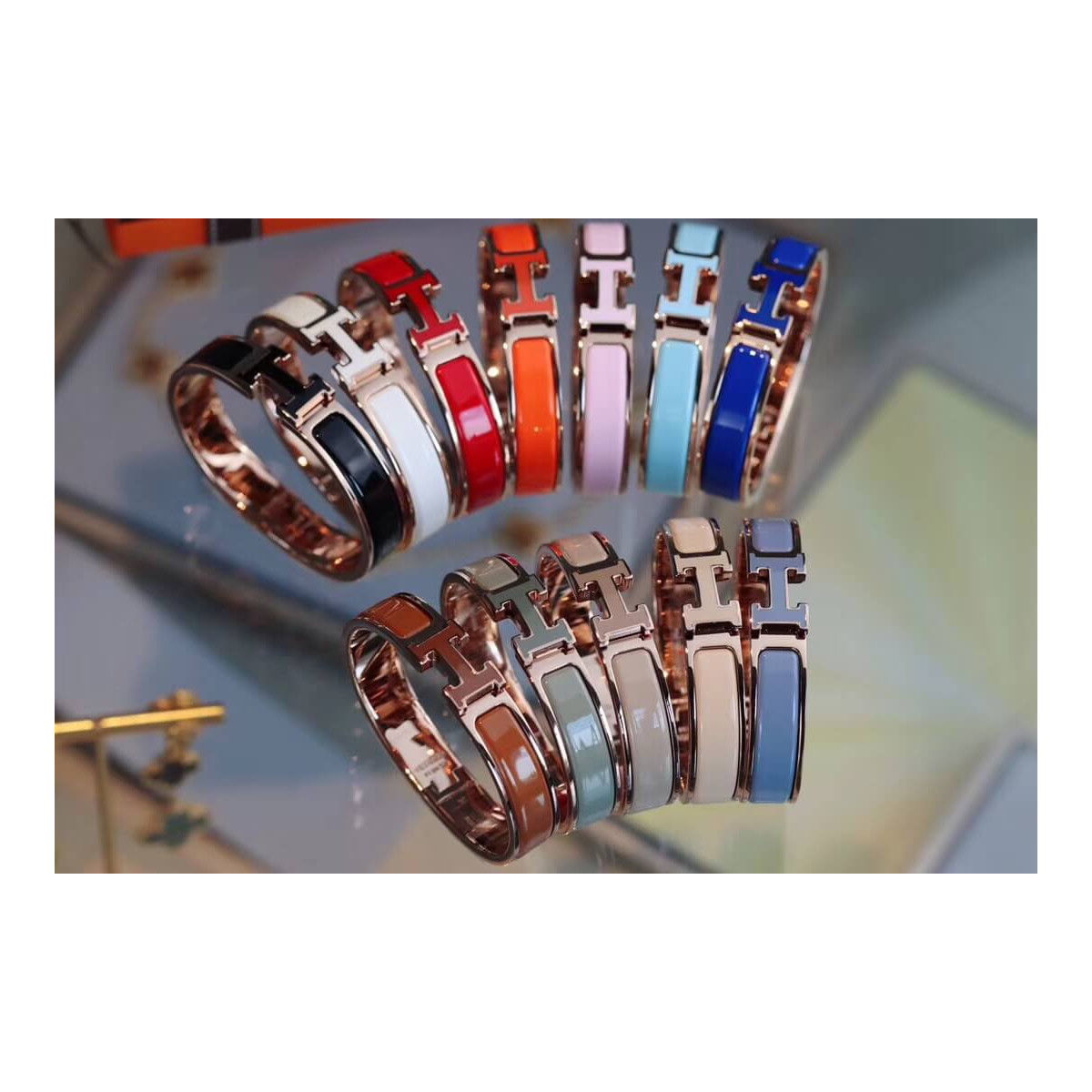 Hermes Narrow Clic Clac H Enamel Bracelet