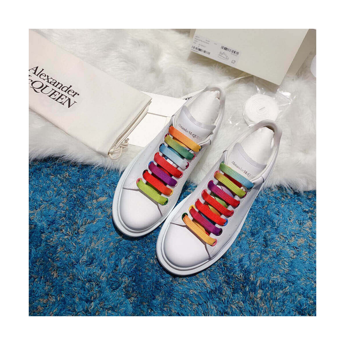 Alexander McQueen Oversized Sneaker With Rainbow Laces 5537