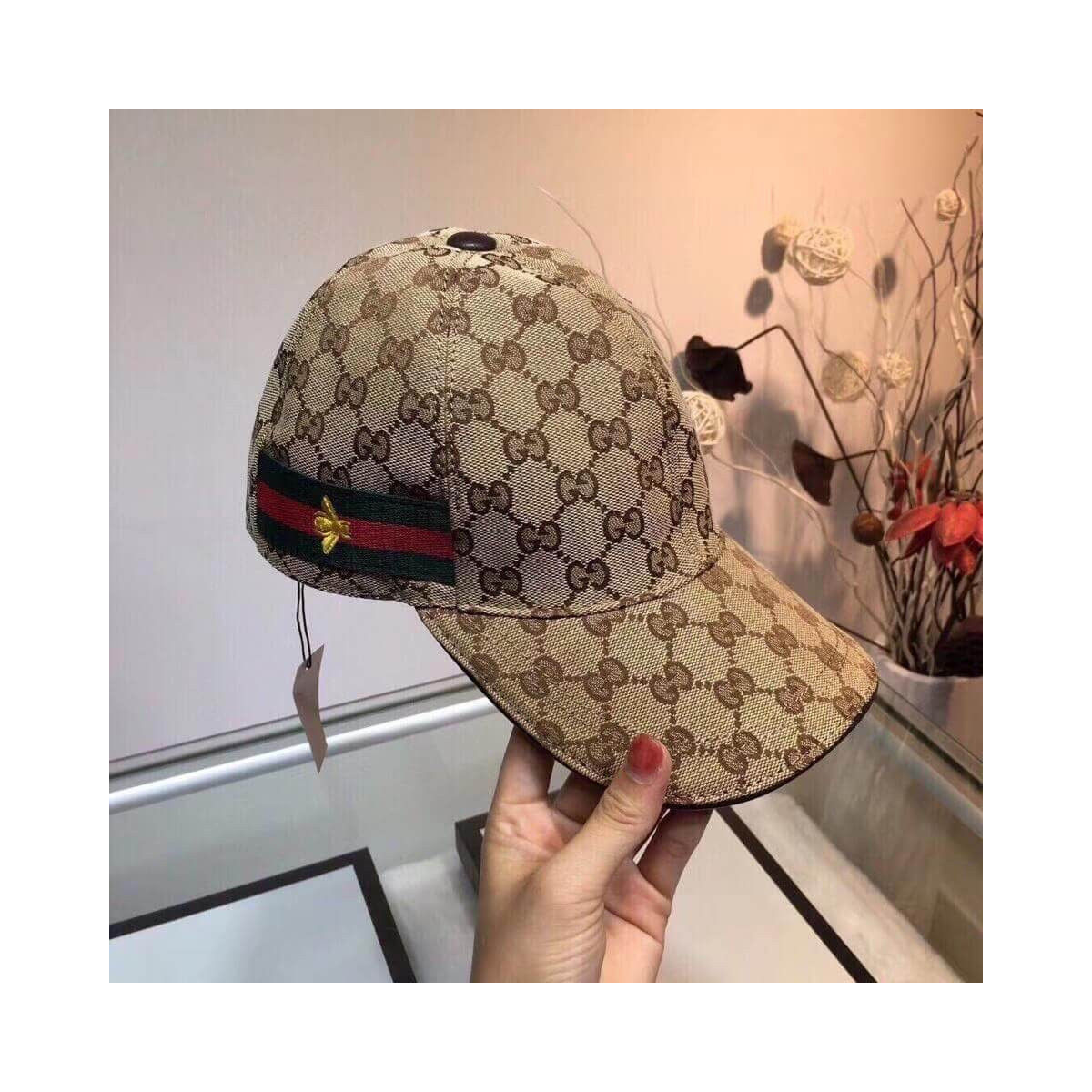 Gucci Original GG Canvas Baseball Hat with Web 200036