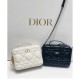 Christian Dior Caro Box Bag With Chain Black Quilted Macrocannage Calfskin S5140