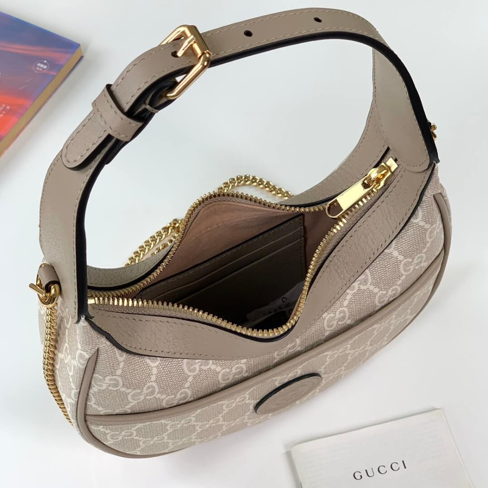 Gucci Half-Moon-Shaped Mini Bag with Interlocking G 726843 Oatmeal