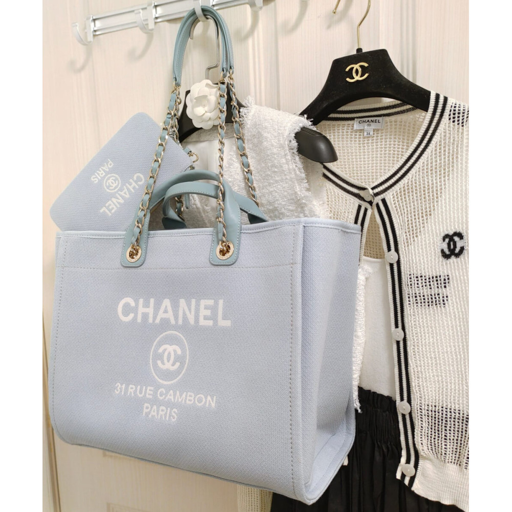 Chanel Deauville Shopping Bag in Mixed Fibers AS3351 Grey