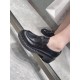 Prada Black Chocolate Brushed Leather Loafers 1D246M