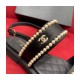 Chanel Satin &amp; Imitation Pearls Sandals G38423 Black