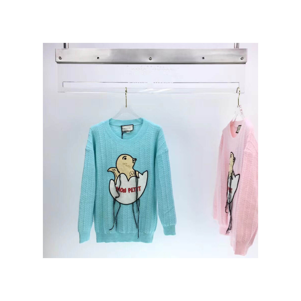 Gucci Mohair Crop Sweater With Chick Egg 636009