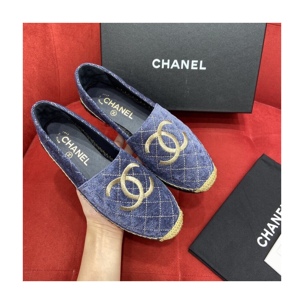 Chanel CC Logo Velvet Espadrilles G32910