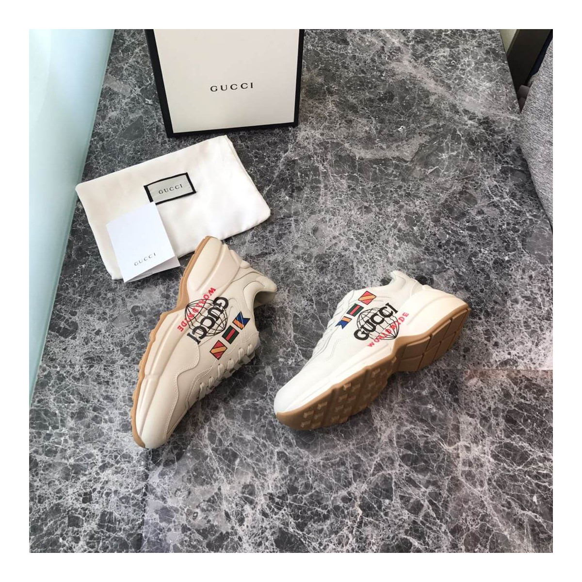 Gucci Rhyton Logo-Print Leather Trainers 550049