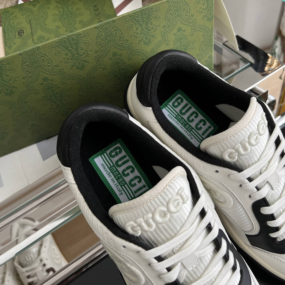 Gucci MAC80 Interlocking G Leather Sneakers White/Black 747914