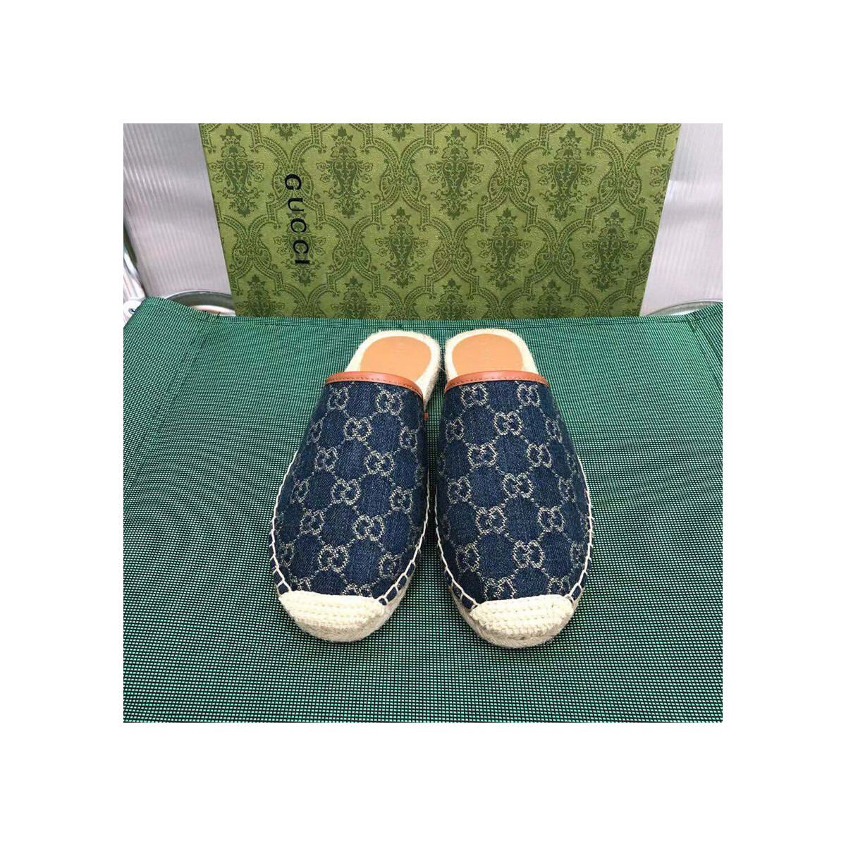 Gucci Jacquard GG Denim Slipper