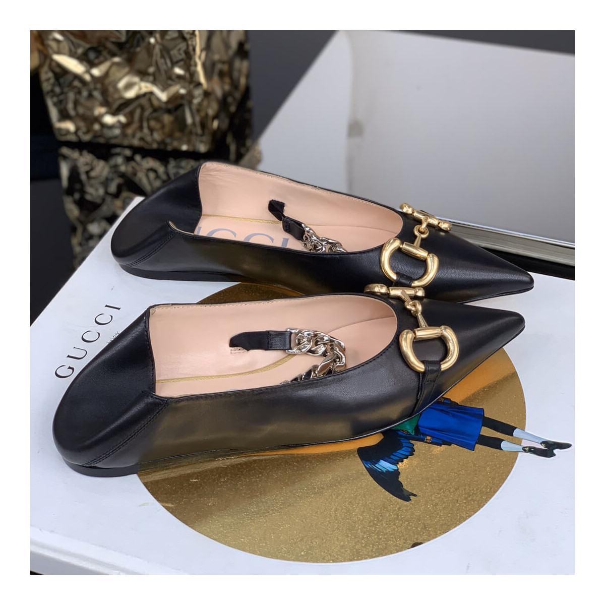 Gucci Leather Ballet Flat With Horsebit 621161 Black