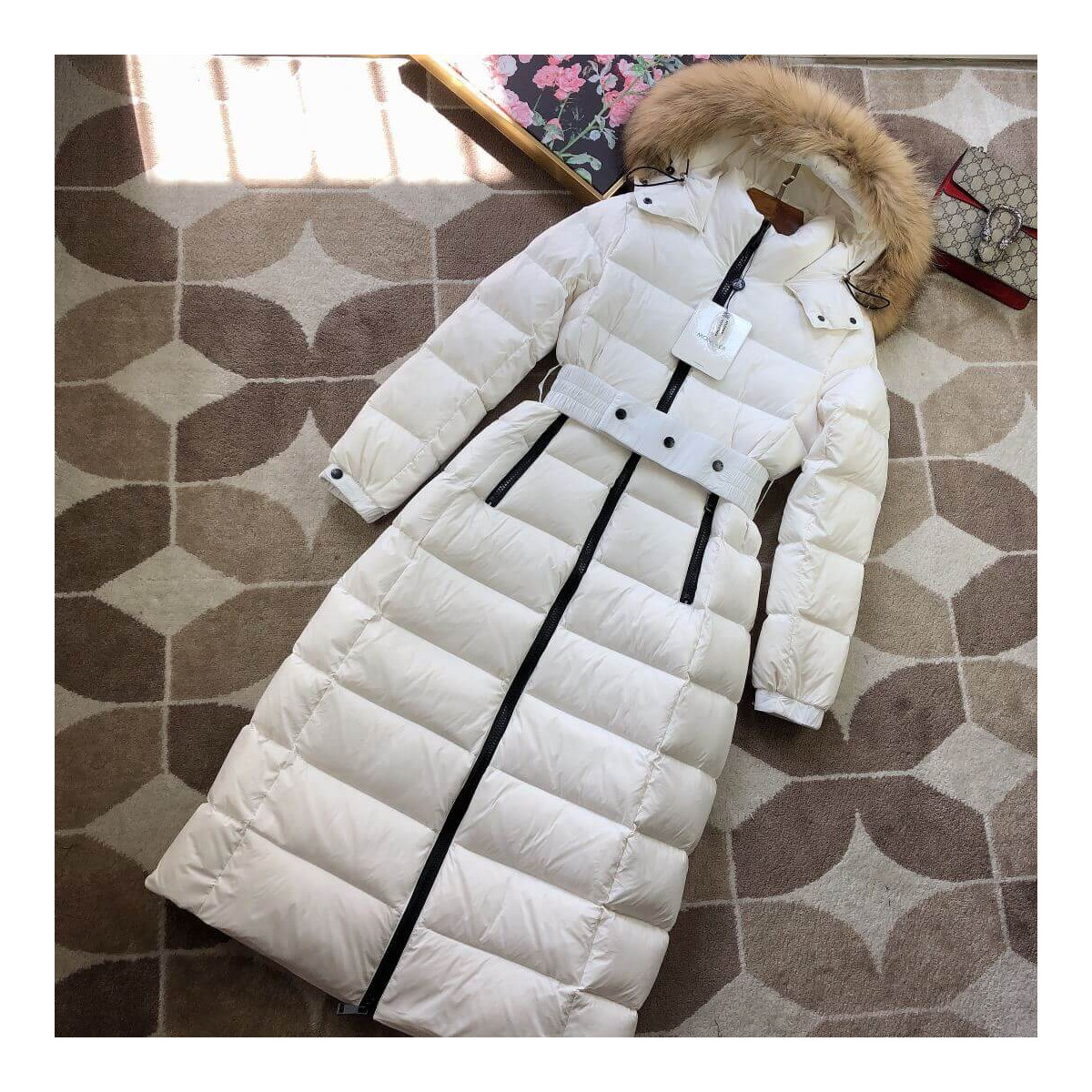 Moncler Hudson Long Puffer Coat w/ Fur Hood F209