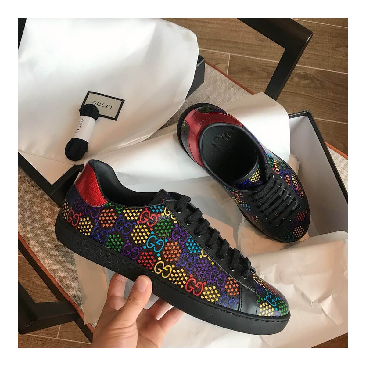 Gucci GG Psychedelic Ace sneaker ‎610086 Black