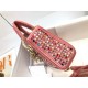 Micro Lady Dior Bag Dark Pink Metallic Canvas Embroidered with Multicolor Crystals S0856