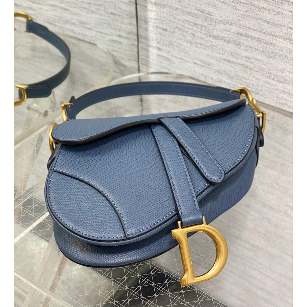 Dior Mini Saddle Bag with Strap Grained Calfskin M0456