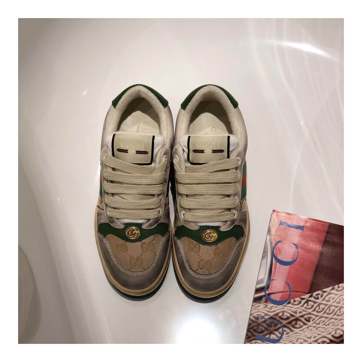 Gucci Screener Dirt Leather Sneaker 570443 Green