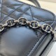 Christian Dior Caro Box Bag With Chain Black Quilted Macrocannage Calfskin S5140