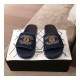 Chanel Denim Logo Sandal Mules G35781