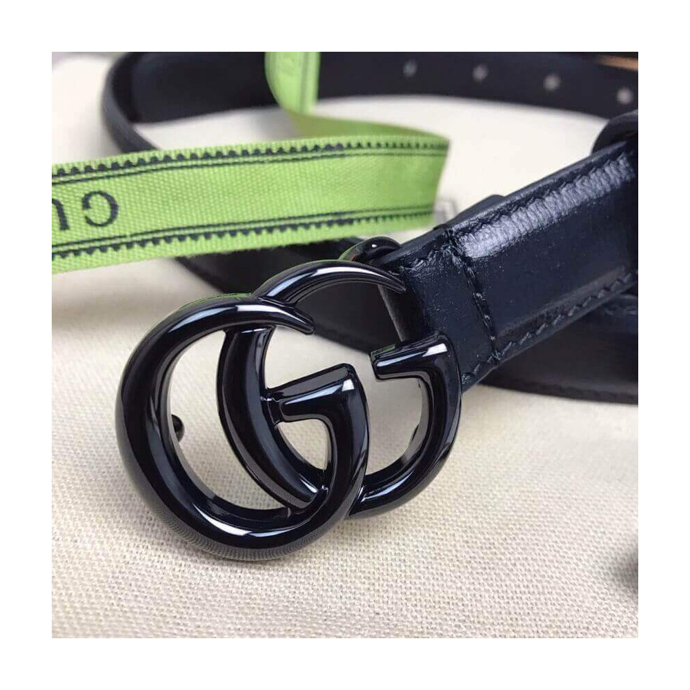 Gucci GG Marmont 20mm Thin Belt 409417 Black