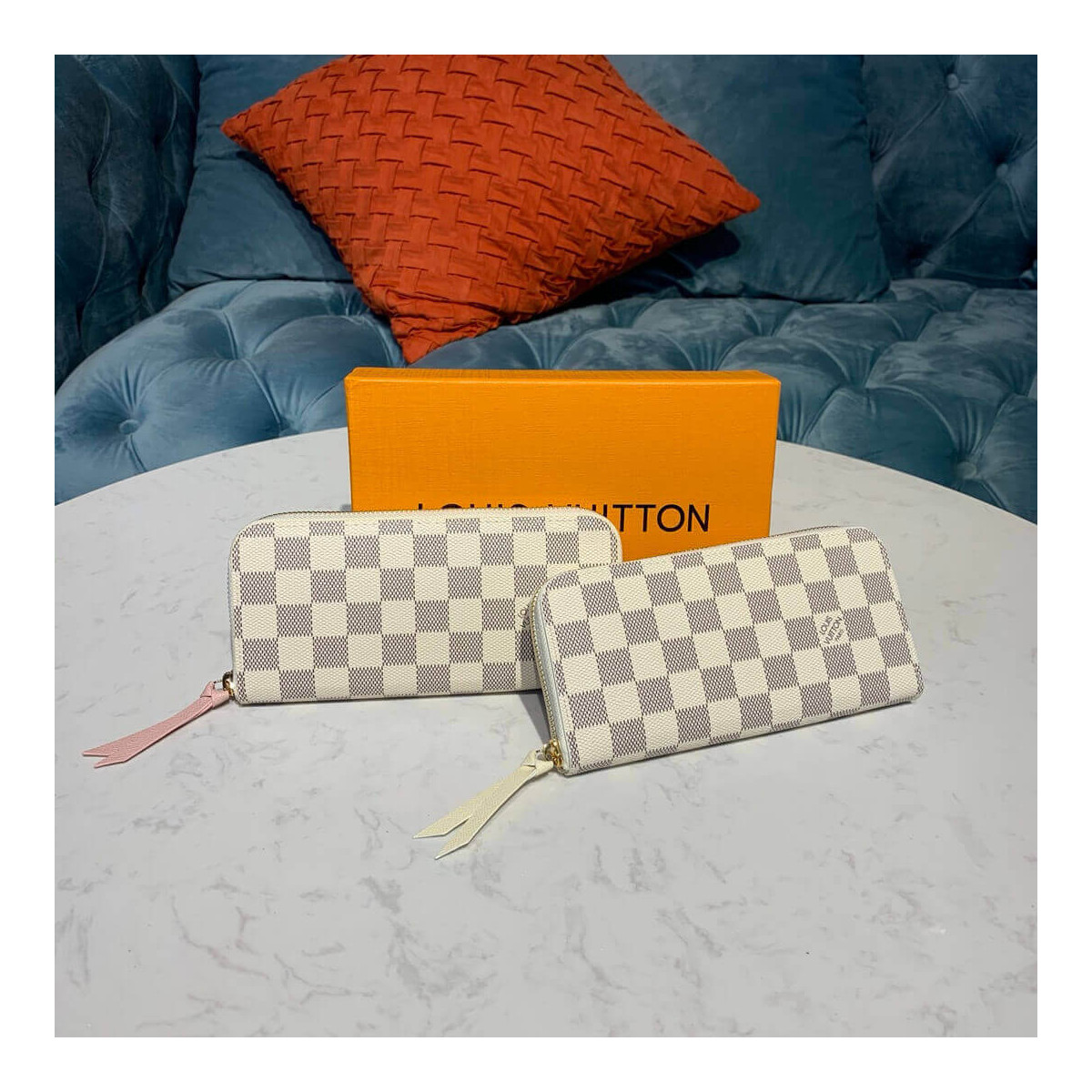 Louis Vuitton Damier Azur Clemence Wallet N61210 N61264