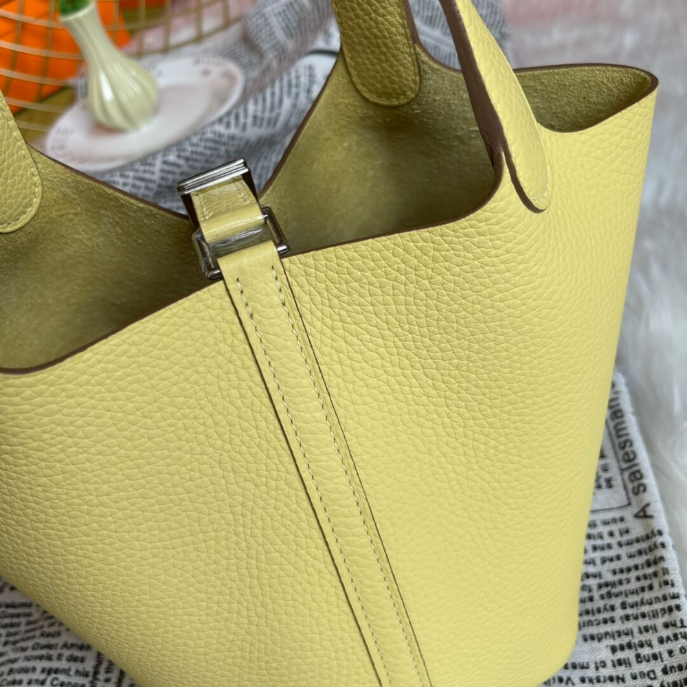 Hermes Picotin Lock Bag in Taurillon Clemence Limoncello