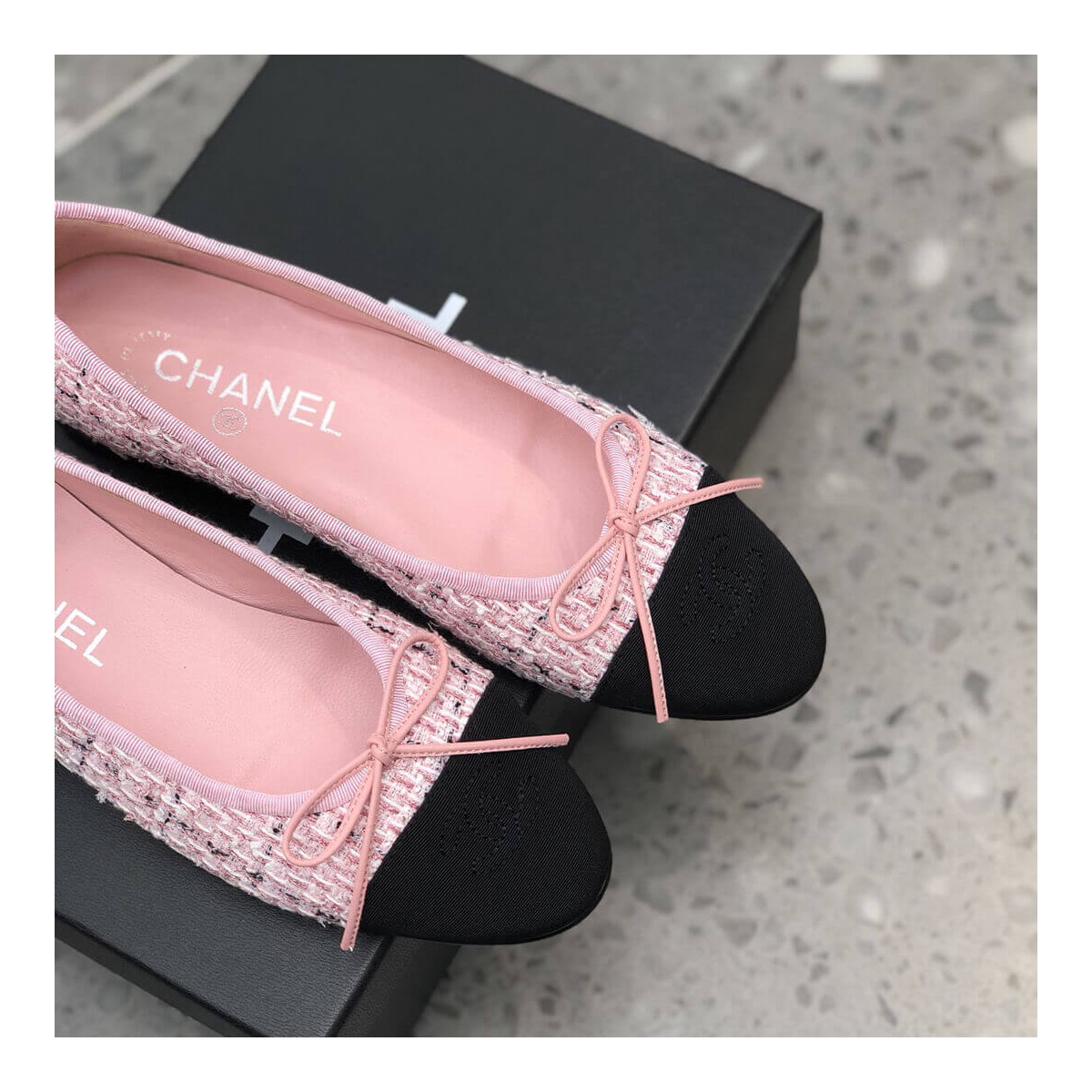 Chanel Classic Bow Flats Ballerinas Tweed G02819