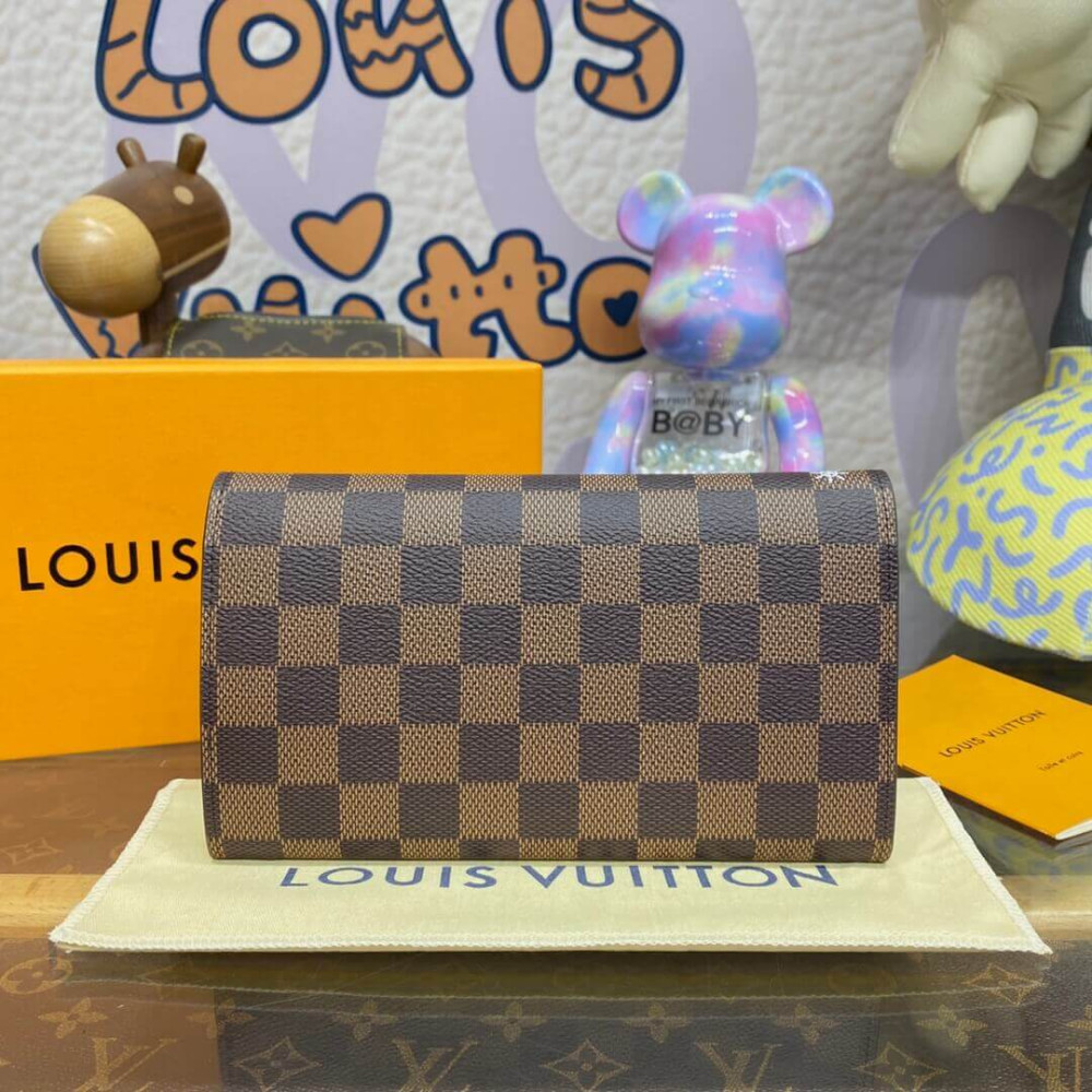 Louis Vuitton Vivienne Sailing Damier Ebene Sarah Wallet Pink N40722