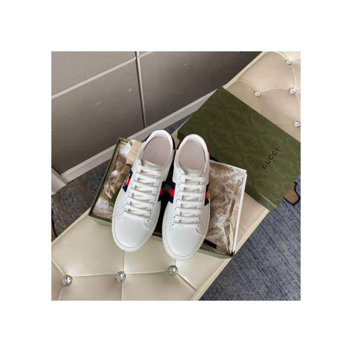 Gucci Ace Sneaker With Crystals 505995