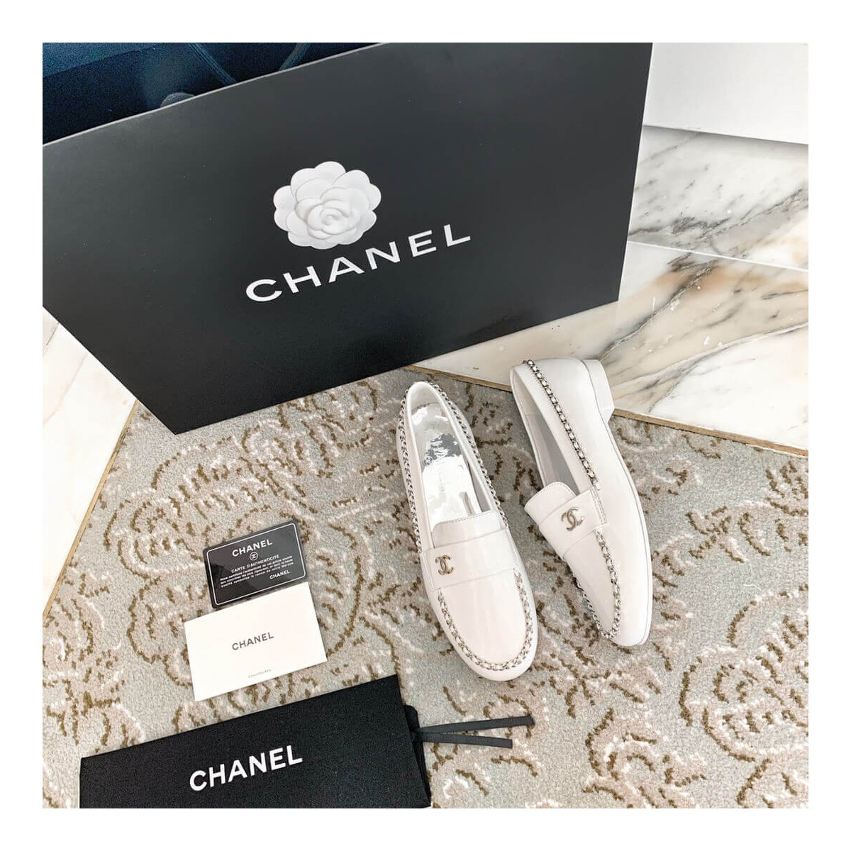 Chanel Patent Leather Chain Loafers G35631