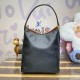 Louis Vuttion Grained Calfskin Low Key Hobo MM M24856 Black