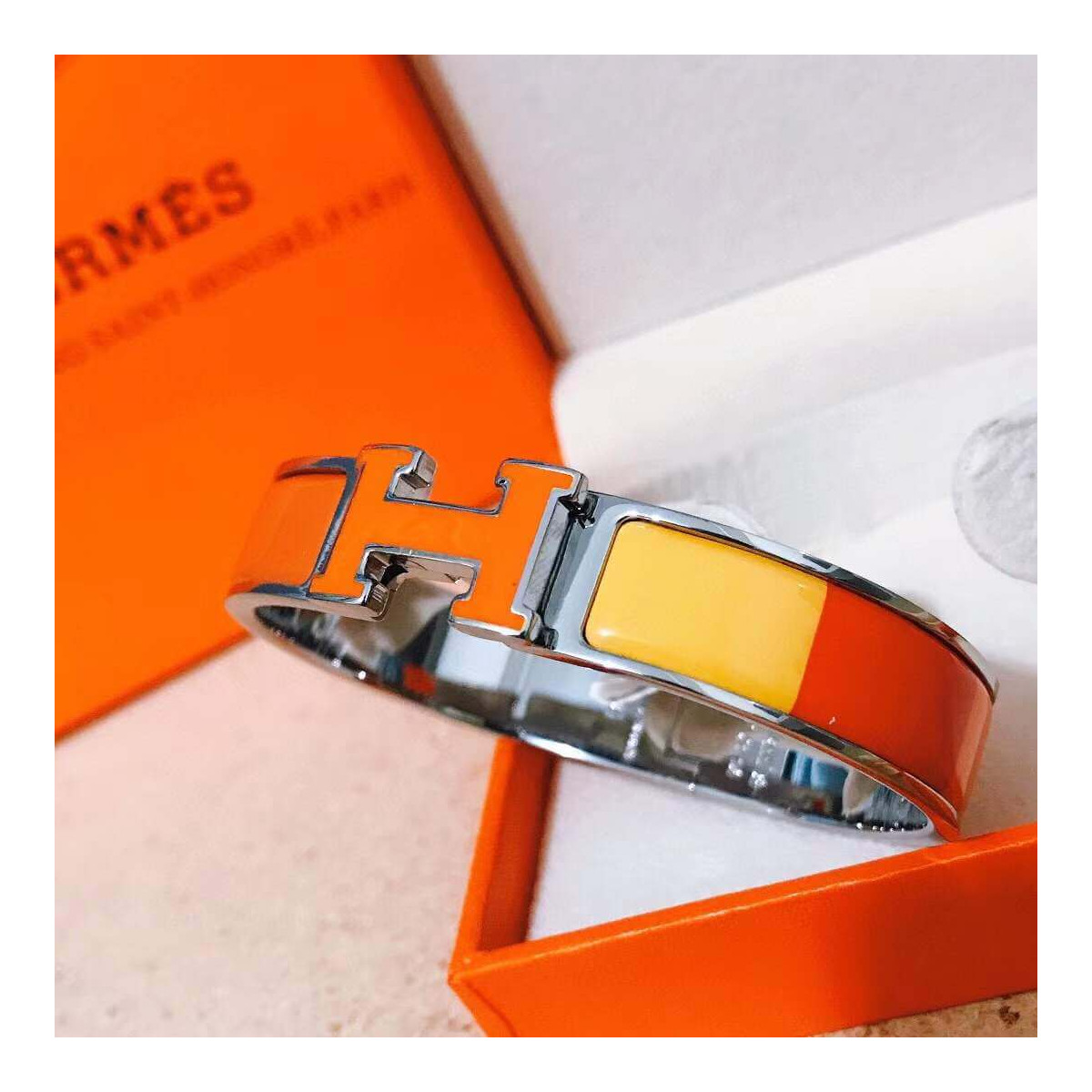 Hermes Narrow Rainbow Clic Clac H Bracelet