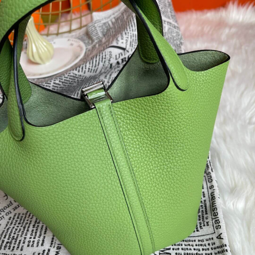 Hermes Picotin Lock Bag in Taurillon Clemence Vert Criquet